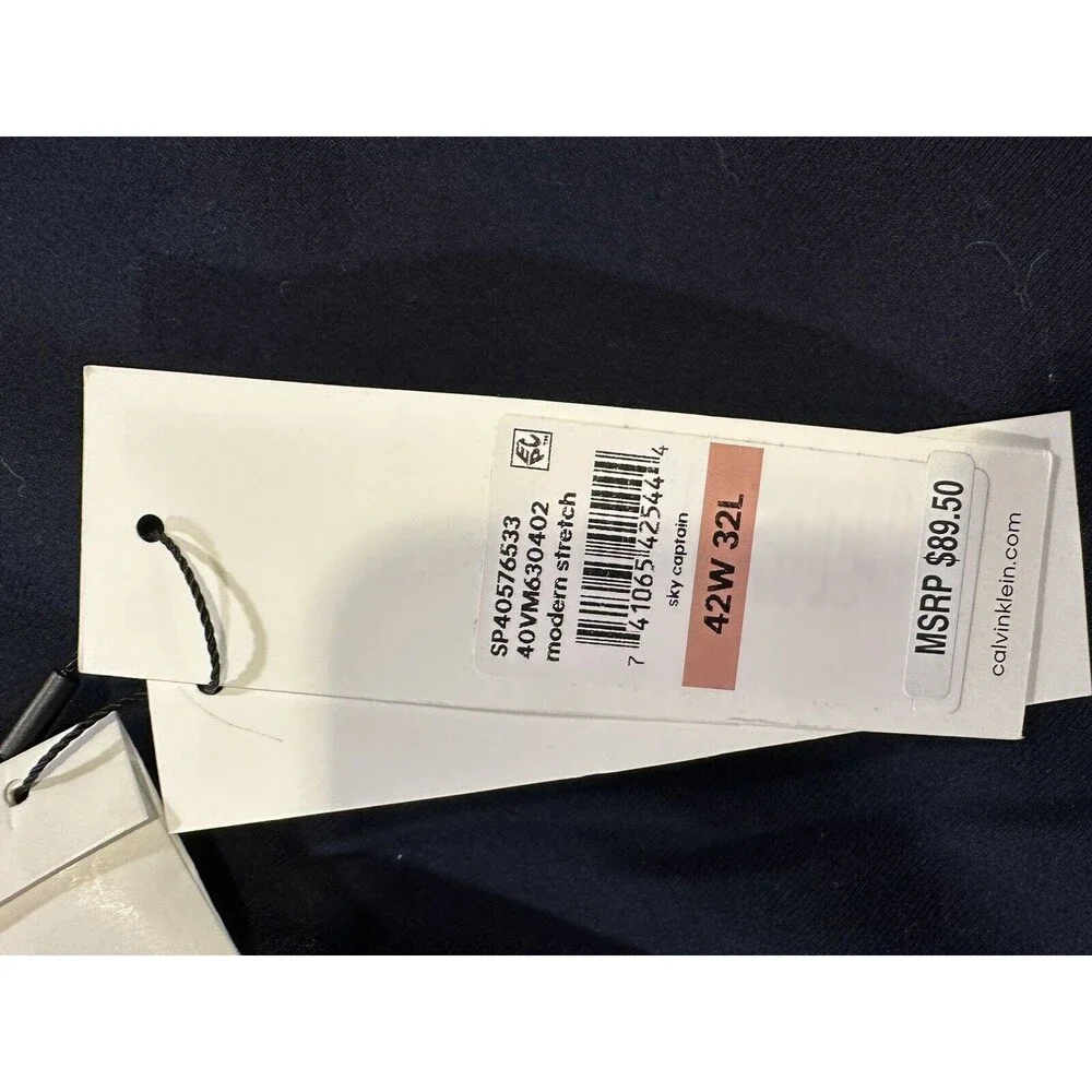 CALVIN Klein Men's Straight-Fit Stretch Chino Pants Sky Captain Blue 42W x 32L